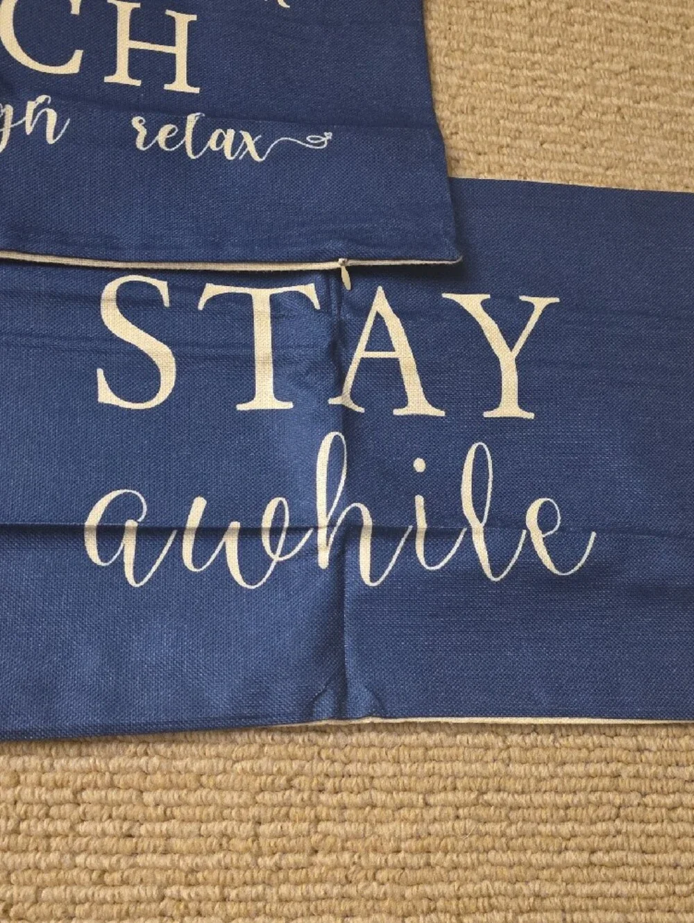 Welcome to Our Porch Navy Decorative Pillow Covers - Set of 2